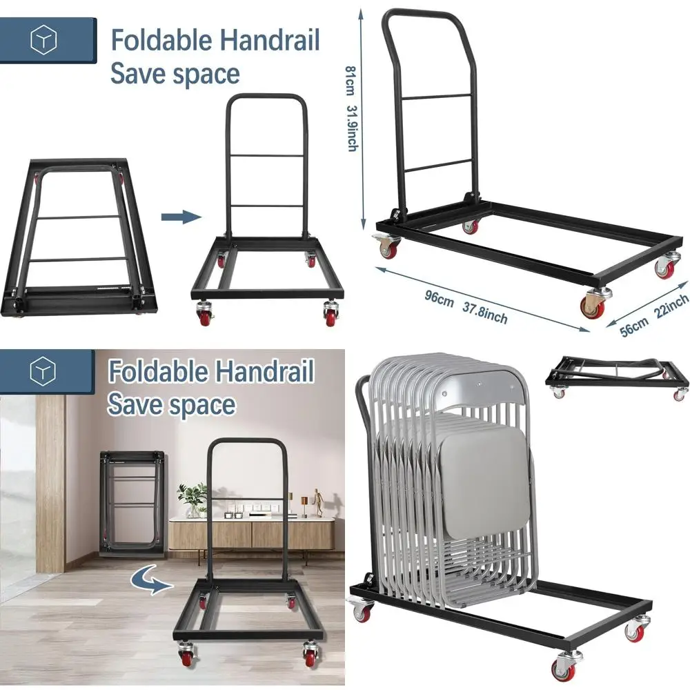 

Durable Steel Folding Chair Cart for Transporting and Storing Plastic, Resin, and Wooden Chairs