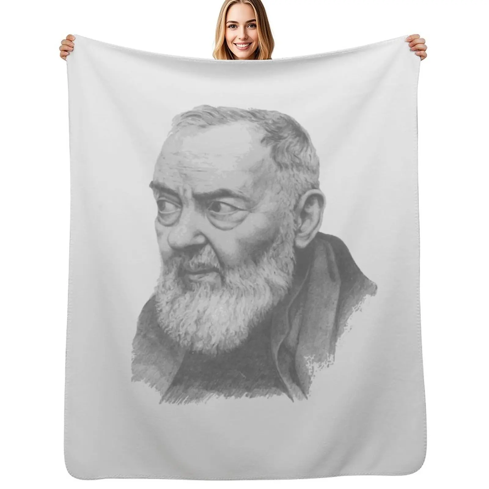 

Saint Padre Pio Portrait Throw Blanket Luxury Large Flannel Fabric Picnic Blankets