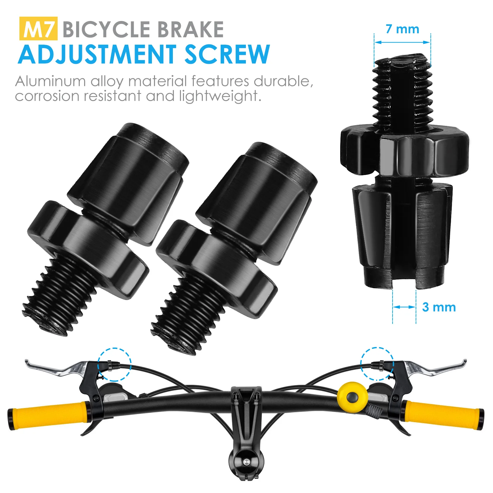 One Pair M7 Brake Adjustment Screw Aluminum Alloy Mountain Bike Fixed Gear Folding Bike Accessory (Black) image 4