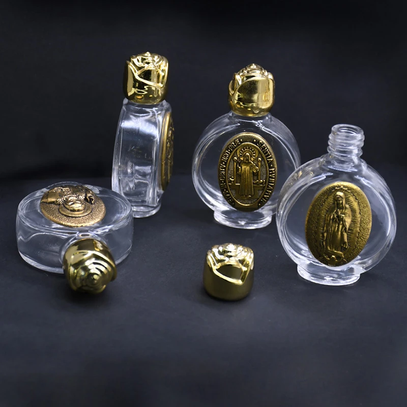 Bottiglia vuota per acqua sacra Gesù Bottiglia religiosa Forniture per battesimo cristiano Imballaggio cosmetico portatile ricaricabile Bottiglia vuota