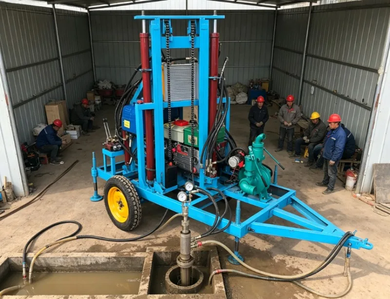 Compact and Maneuverable Water Well Drilling Machine with Diesel Engine for Tight Spaces and Rugged Terrain