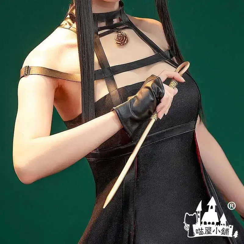 CosplayCOSPLAYONSEN asesino gótico Halter vestido negro hecho a medida Anime SPY×FAMILY Yor Forger Cosplay disfraz