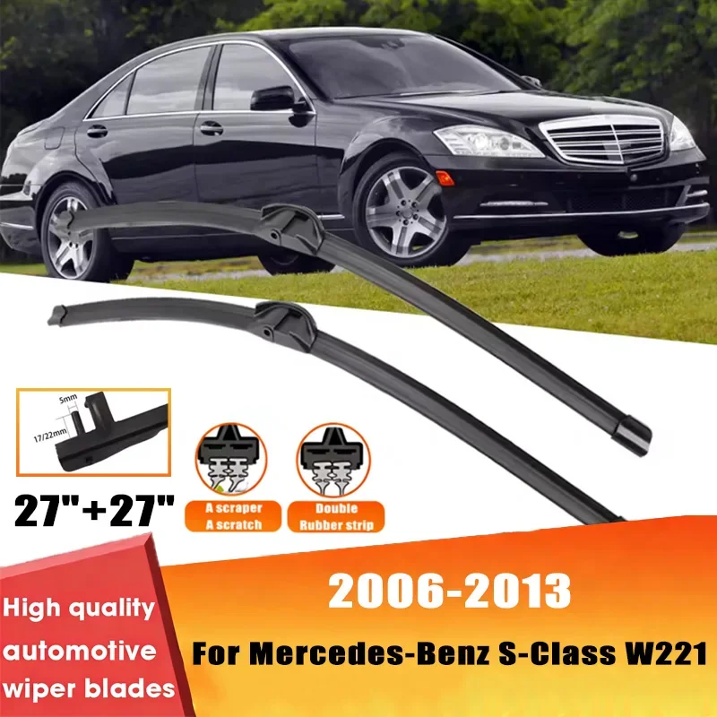 

2pcs Wiper Front Wiper Blades Set For Mercedes-Benz S-Class W221 2006-2013 Windshield Windscreen Window 27"+27" Car Accessories