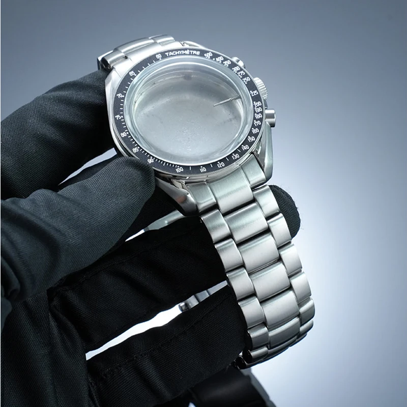 For swatch&omega moonswatch watch upgrade full metal silver case bezel Mod kit with steel back cover，waterproof gasket and tools view 6
