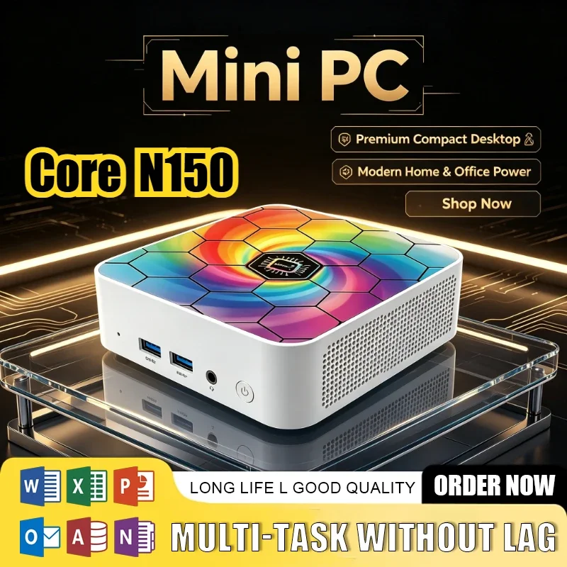 Mini PC Core  N150 16GB RAM Triple 4K Output,USB3.0 Audio Jack,Portable Compact Desktop for Business Office & Home Entertainment