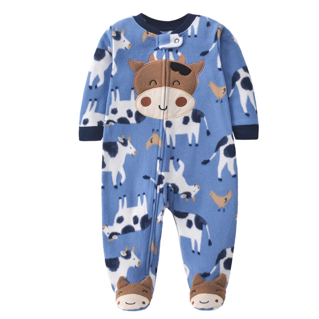 Frühlings- und Herbst-Baby-Strampler Kleidung mit Reißverschluss Fleece Warme Kinder-Mädchen-Pyjamas Outfit Tier-Cartoon-Jumpsuit Jungenkleidung 3-12 Monate – Detail 7
