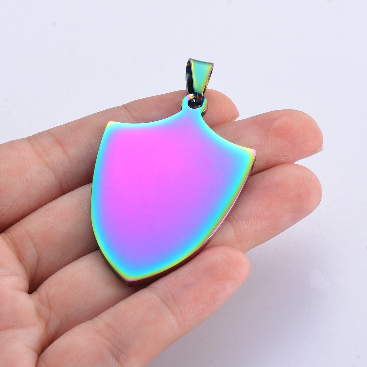 10Pcs Men Jewelry Stainless Steel Customized Dog Tags Pendant Name Engraved Shield Shape Necklace Jewelry Wholesale Dropship