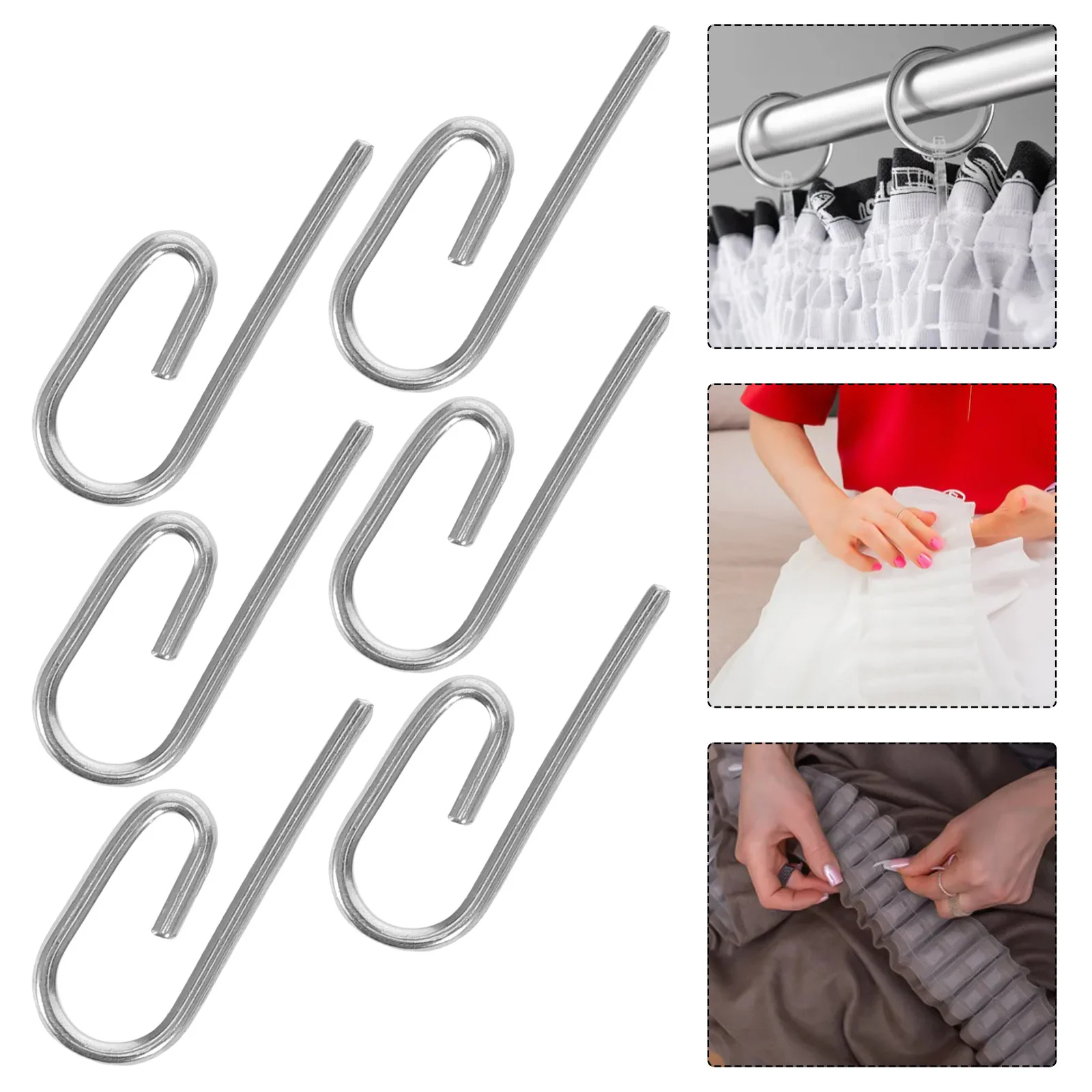 

50Pcs Metal Curtain Hooks No-Drill Hidden Style for Smooth Sliding Drapery Hooks Window Curtains Heavy Duty Curtain Hangers