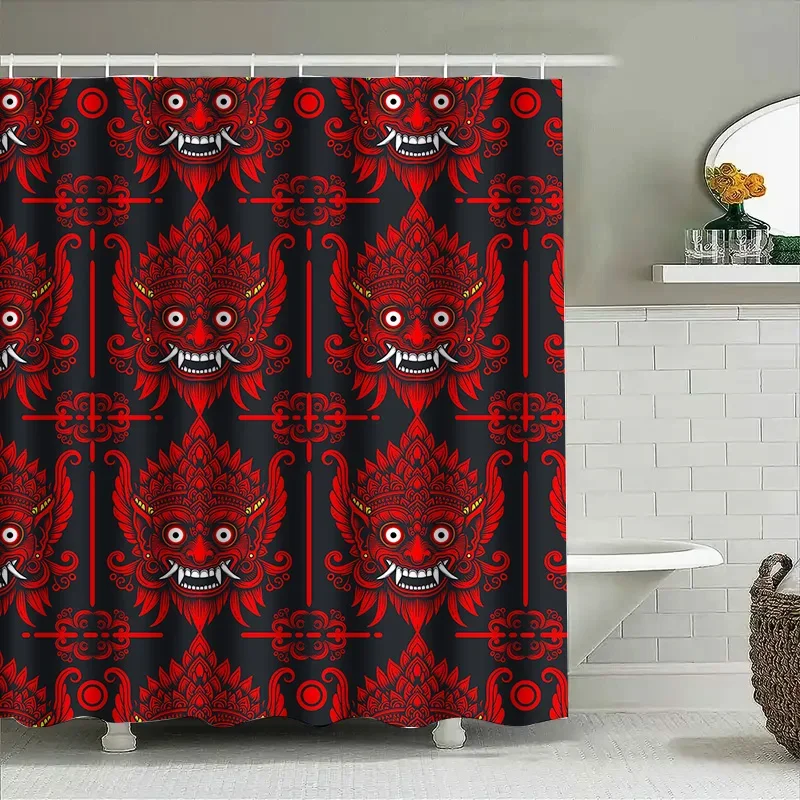 

Красная и черная занавеска для душа с монстром в готическом стиле, декор на Хэллоуин для ванной комнаты, водонепроницаемая ткань, аксессуары для домашнего декора!