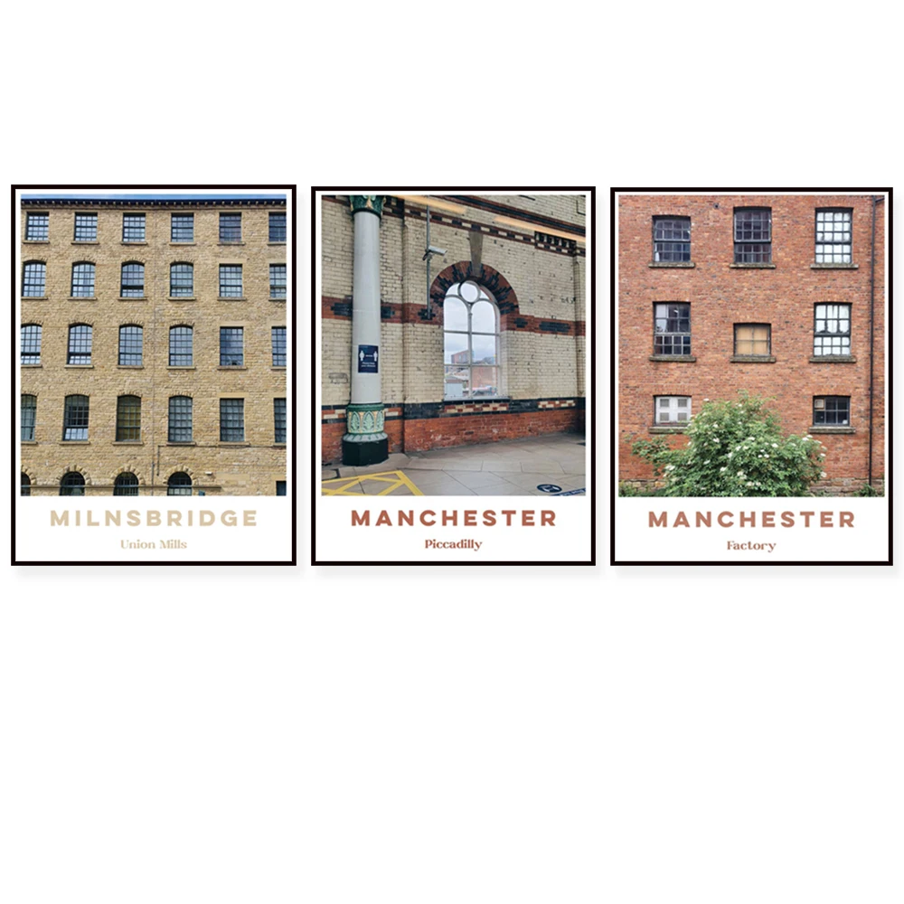 Póster artístico de paisaje urbano de Manchester Piccadilly, fábrica de estación, Huddersfield, pintura en lienzo, arte decorativo de pared para sala de estar