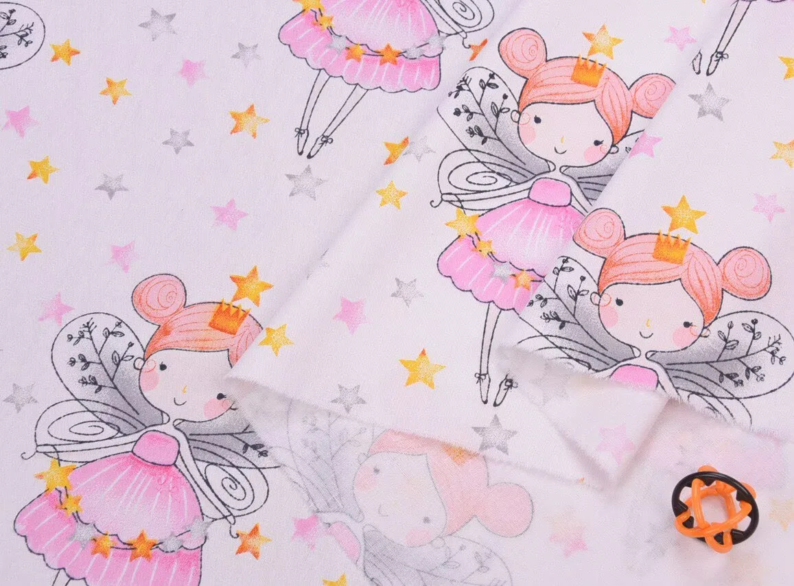 Tessuto di cotone con stampa a onde fatate per abbigliamento per bambini, tessuto trapuntato, cucito fai da te, fogli trapuntati, materiale sottile