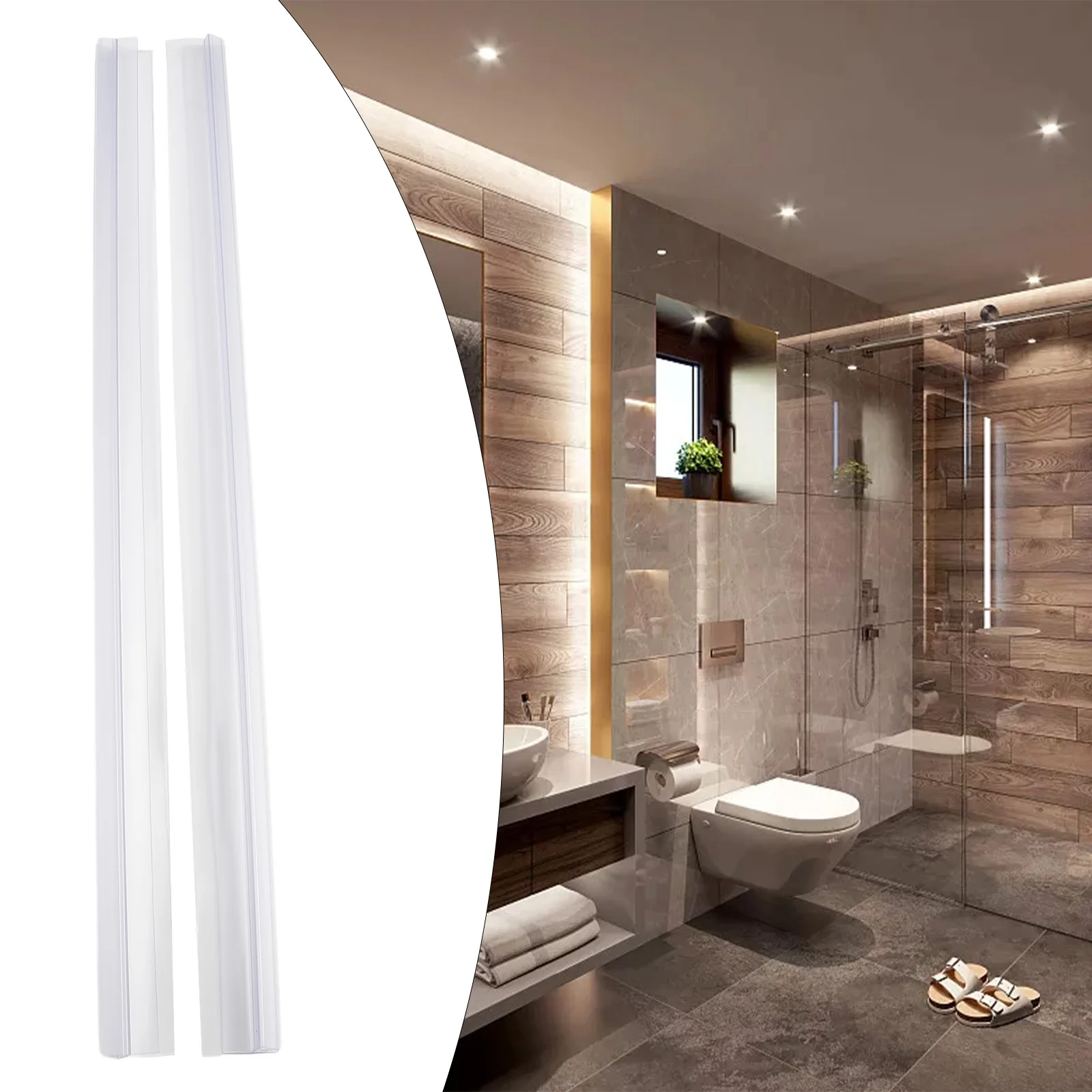 2pcs 50cm Bath Shower Strip Seal For Screens Doors Fits 4-6mm Glass Seals Gaps Non-slip Clip Design, No Need To Glue Transparent