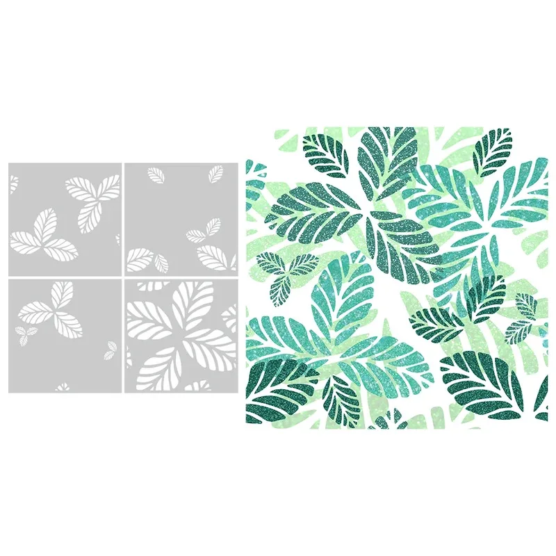 

4PCs Spring Summer Palm Leaves Plastic Stencils For Decor DIY Scrapbooking Supplies Stencil For Card Album Background