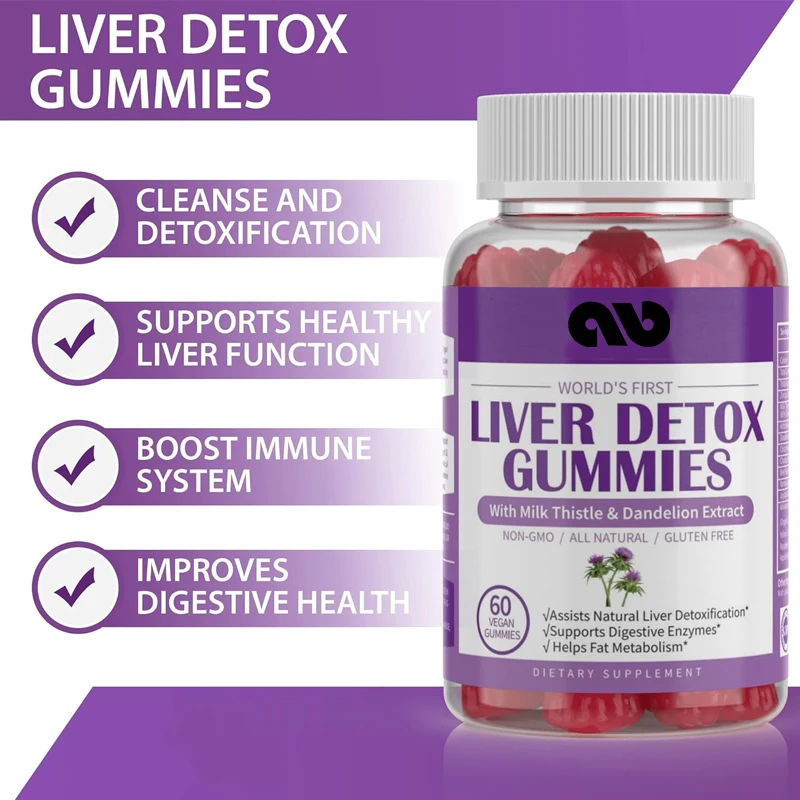 

Liver cleansing, detoxification, and repair gummies -1500mg Silymarin milk thistle supplement -60 vegetarian gummies