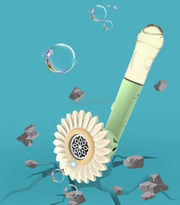 Elektryczna maszyna do baniek mydlanych dla dzieci w kształcie kwiatu słonecznika W pełni automatyczna popularna ręczna zabawka do dmuchania baniek