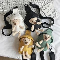 Bolso de pecho de muñeca de dibujos animados para mujer, bolso de oso deportivo, bolso de mensajero informal, Mini bolso de lona para estudiantes