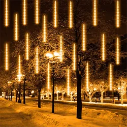 Led Outdoor Straatdecoratie Tuin Fee Licht Meteorenregen String Us/Eu Plug Slinger Verlichting Kerst Licht 8 Tubes