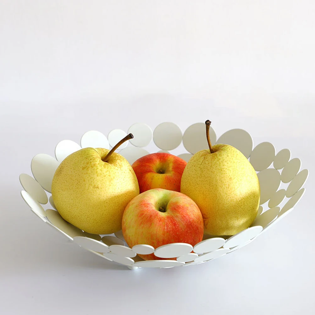 

Wrought Iron Hollow Fruit Basket Petals Design Bread Plate Food Holder Desktop Storage Tray Vegetable Candy Dish For Home Hotel