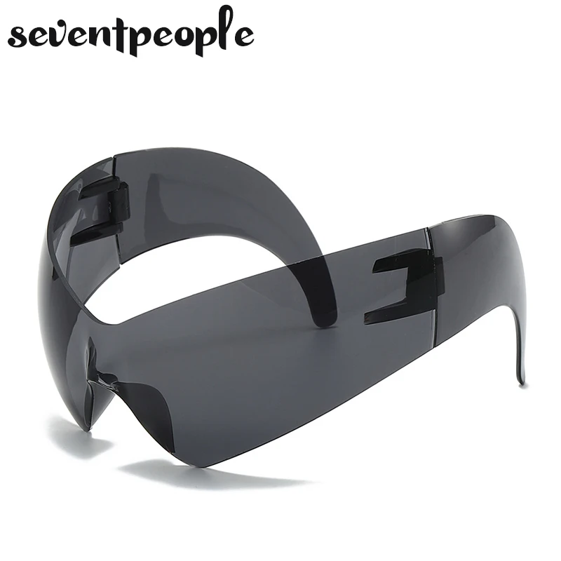 

Oversized Punk Shield Sunglasses Women Men 2025 New In Fashion Y2K Sun Glasses Sports Goggle One-Piece Rimless Shades Eyewear