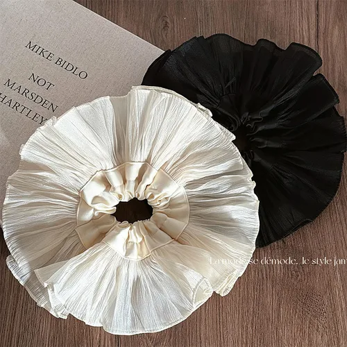 Banda de pelo de ala ancha de gran tamaño, Color sólido, temperamento de alto grado, plisado, Simple, cola de caballo, cuerda para la cabeza
