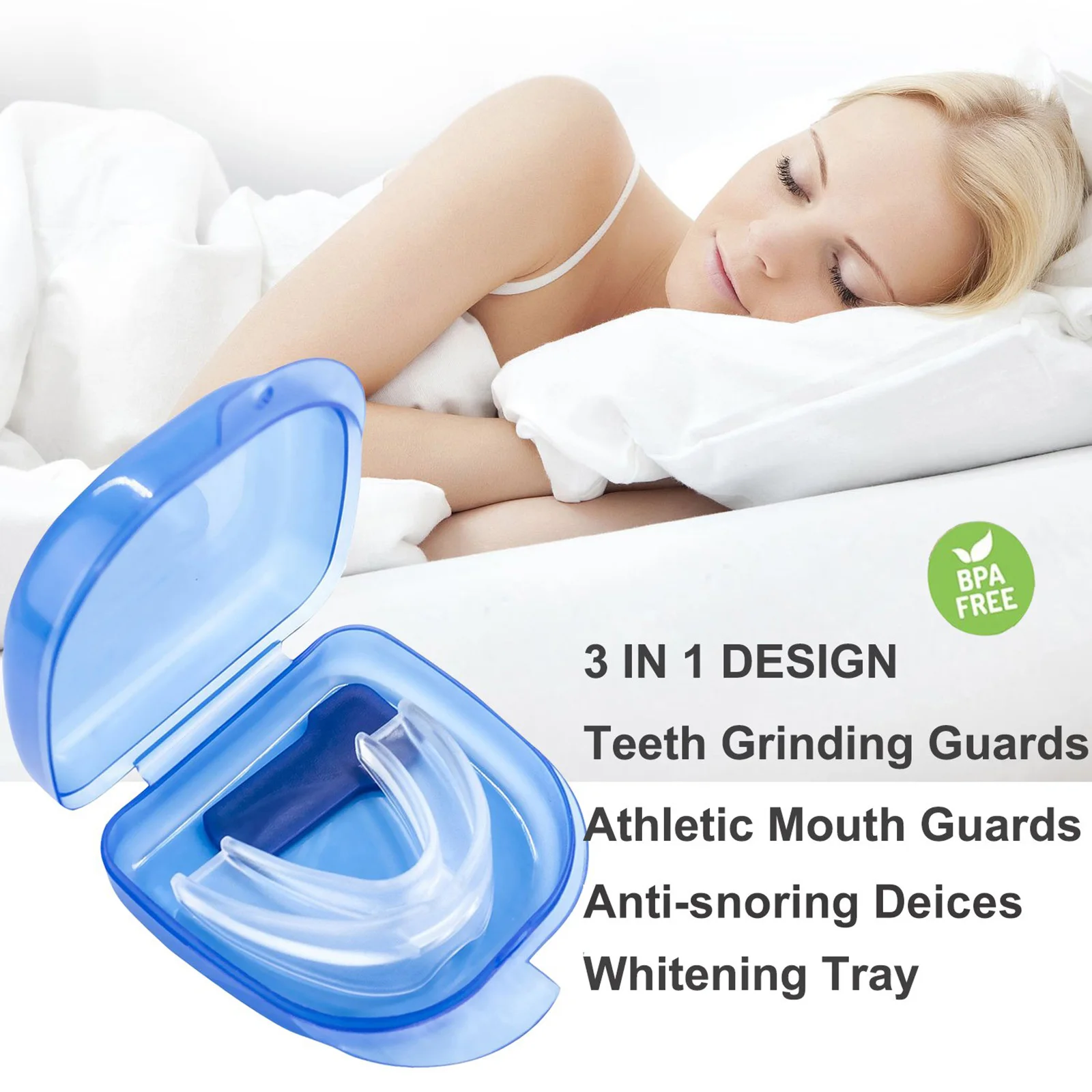 Anti-Snoring Braces Anti Molar Braces Protect Teeth Protective Cover Mouth Guard Adjustable with Storage for Case for Men Women