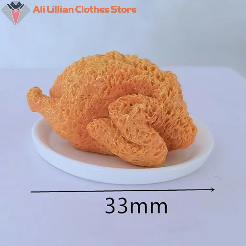 ⭐HOT❗ 1Set Mini Simulation Fried Chicken Miniatures Food Doll House Decor DIY Supply Model Food Ornament Toy Dollhouse Accessor