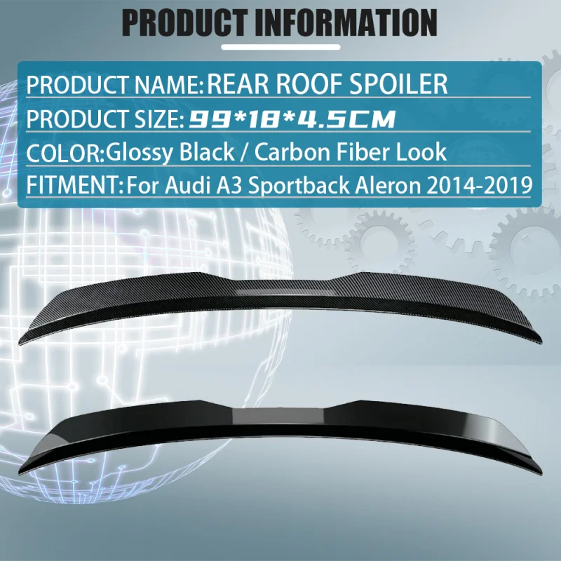 For Audi A3 Sportback Aleron 2014 2015 2016 2017 2018 2019 Rear Roof Lip Spoiler For Car Tail Wing Decoration Car Accessories view 2