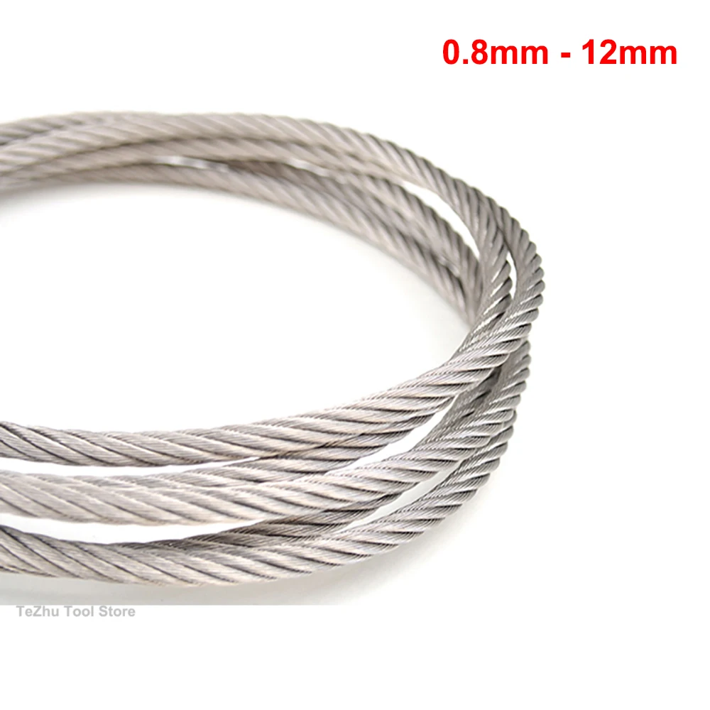 High-quality 316 Stainless Steel Wire Rope Crane Lifting Fishing Cable No Rust Can Be Used In Seawate Diameter 0.8 to 12mm