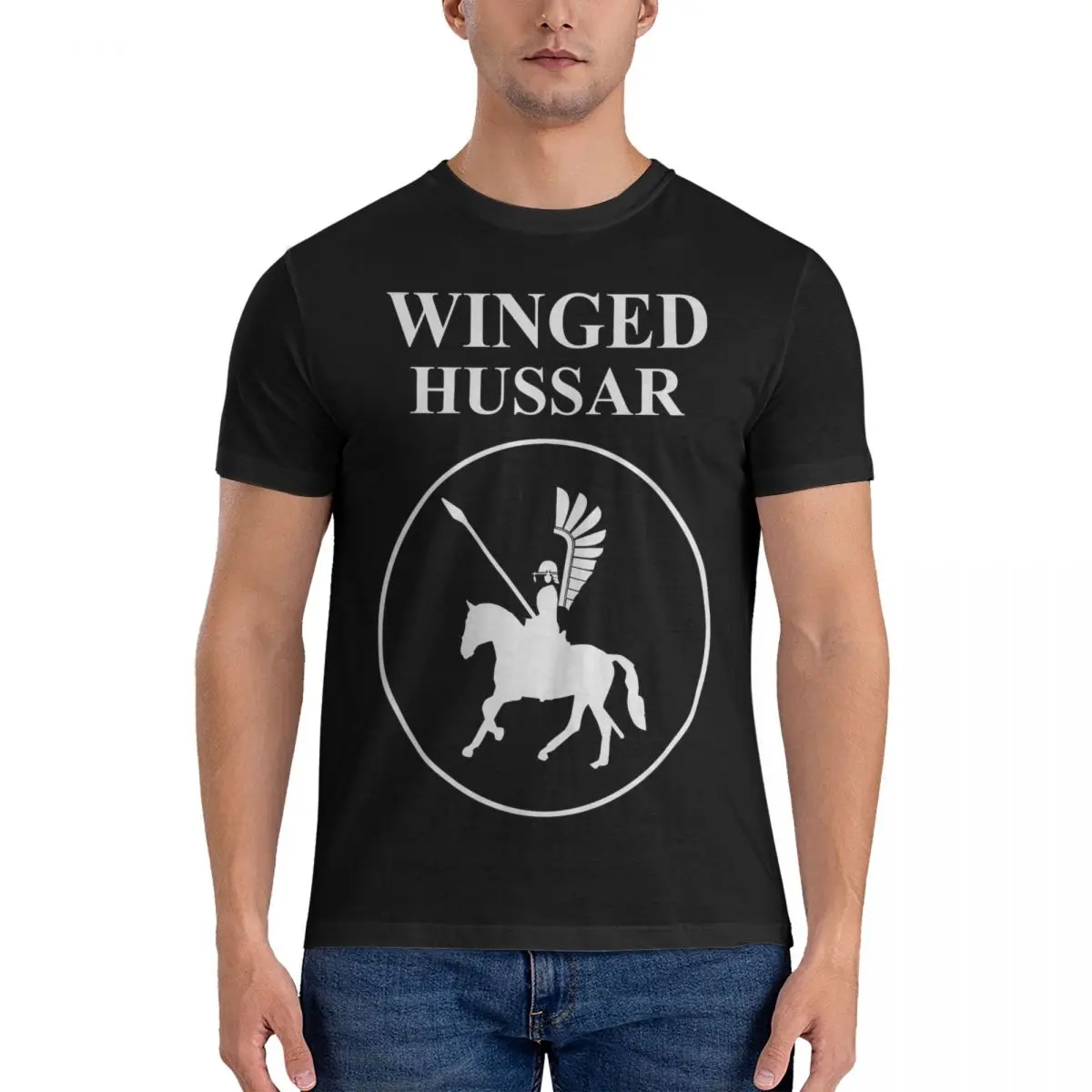 Elite Cavalry Men T Shirts Winged Hussar Novelty Tee Shirt Short Sleeve Round Collar T-Shirt Cotton Printed Clothing