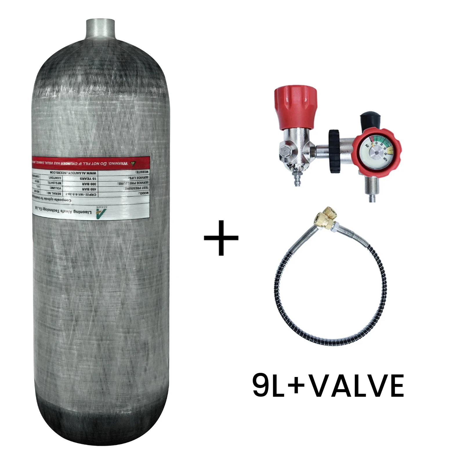 TUXING 300Bar 9L High Pressure Carbon Fiber Diving Cylinder with Regulating valve for Underwater Swimming Swimmer Equipment