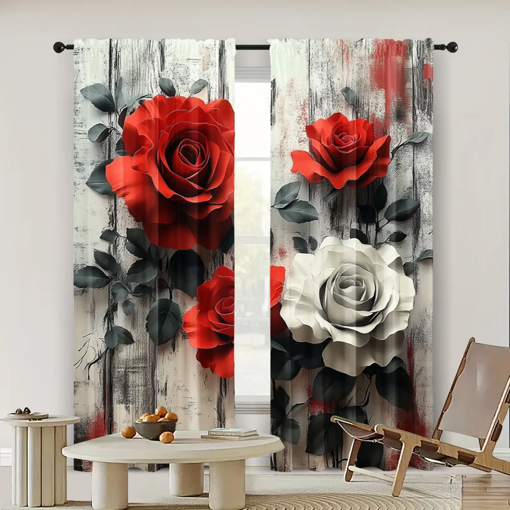 2pc,  Happy Valentine's Day Window Drapes Valentine's Day11 Light Filter Birthday Party Use for Home & Party Decoration Supplies