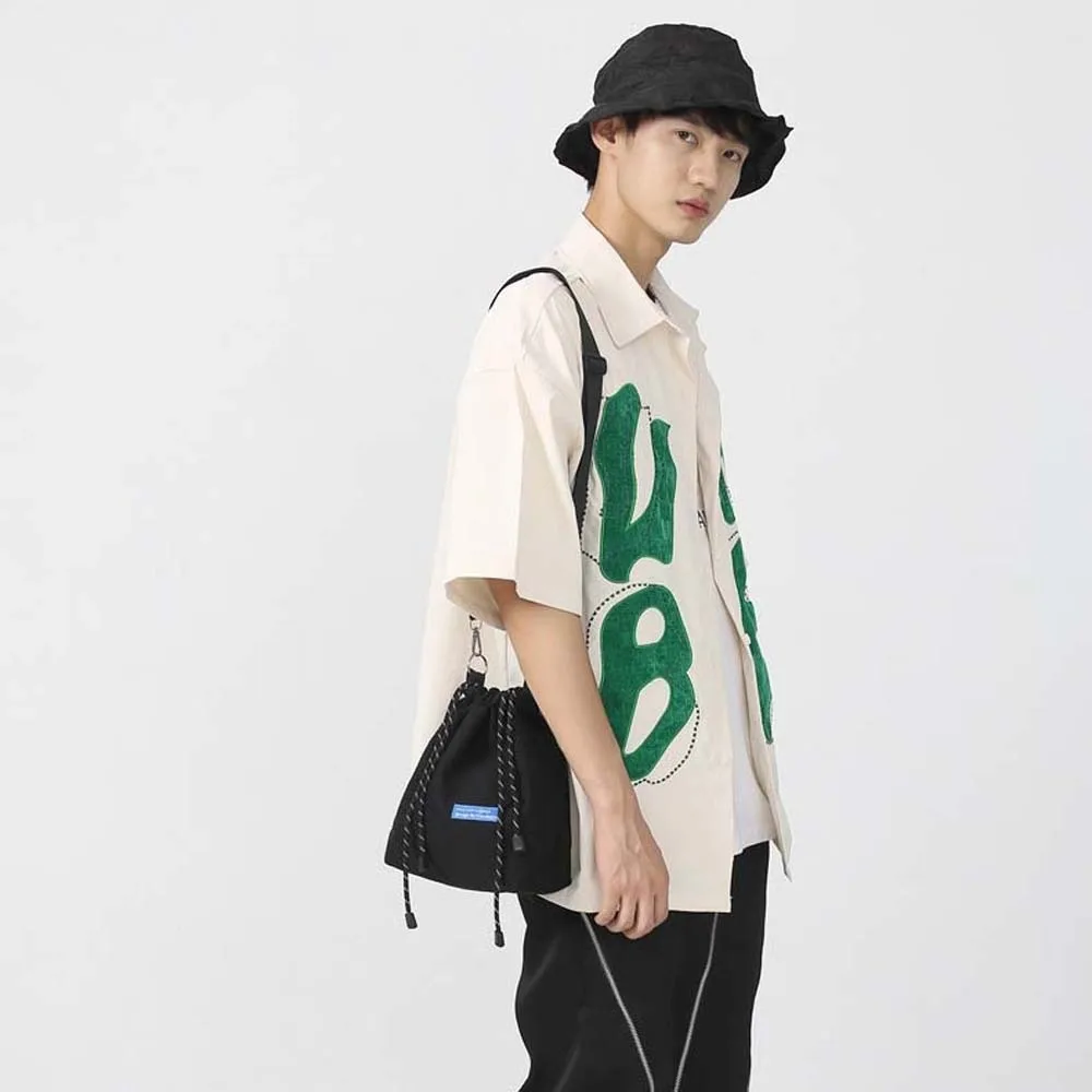 النايلون الرباط دلو حقيبة تخزين عادية الكورية نمط حقيبة كتف قابل للتعديل حقيبة يد الرجال حقيبة كروسبودي الرجال النساء #2