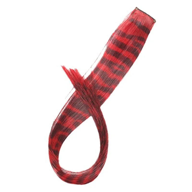 جديد شريط متعدد الألوان ليوبارد مطبوعة طويل مستقيم شعر مستعار كليب للفتيات يسلط الضوء على قطع الشعر المستعار #4