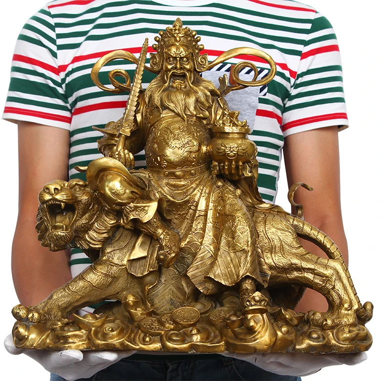 

42CM # office home house efficacious Talisman Money Drawing Martial the god of fortune Zhao Gongming Brass statue