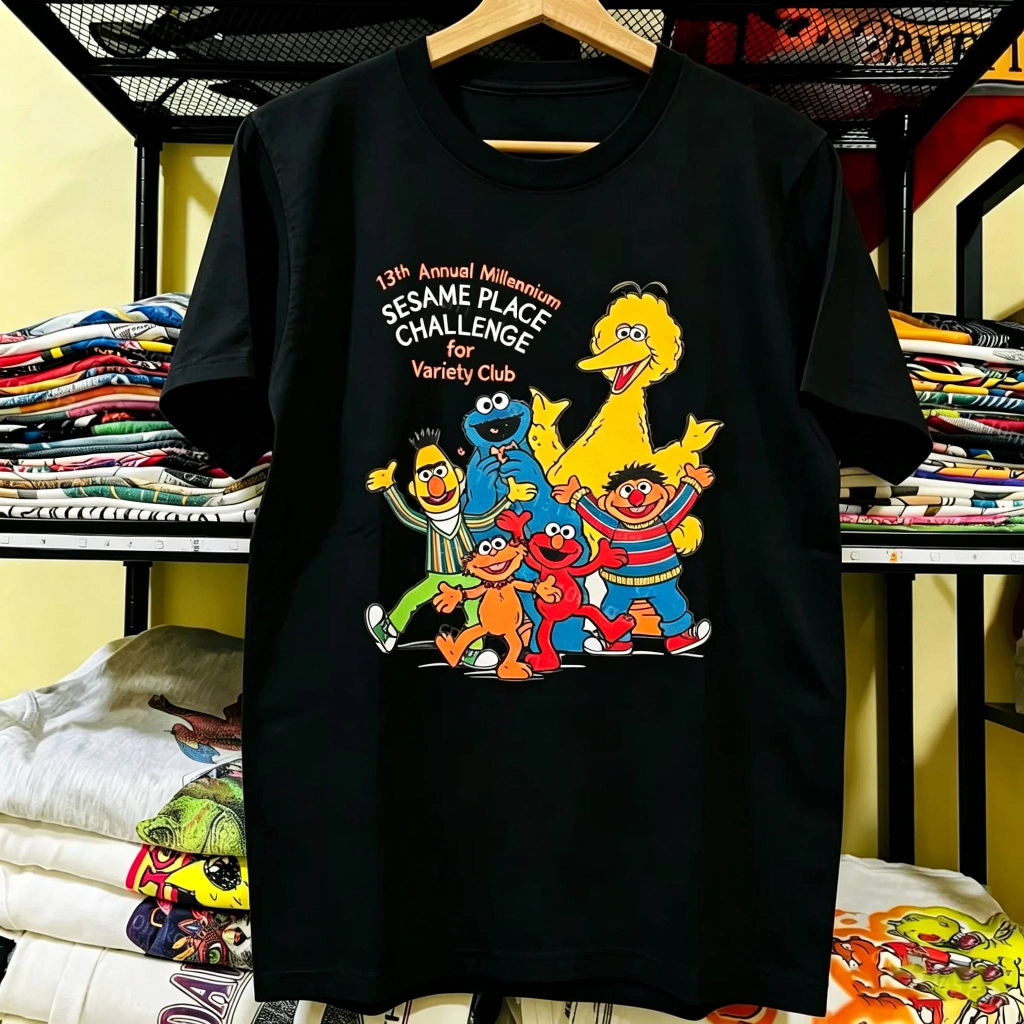 2026 Vintage Cute Cartoon Graphic T-Shirt Oversized hoodie for Kids Adults, Bright Cartoon Group Print Loose Short Sleeve