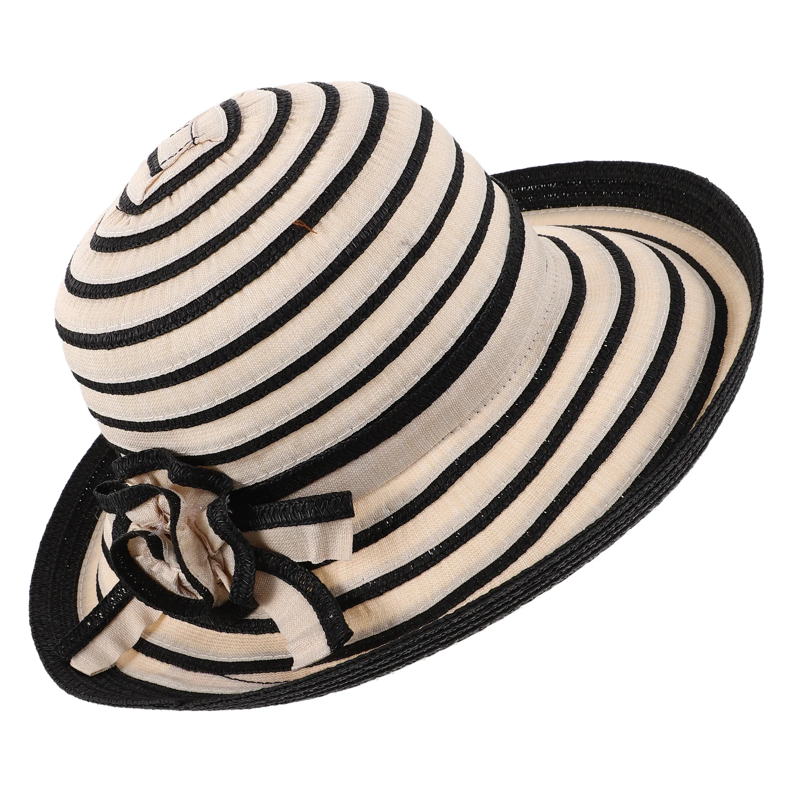

Straw Hat with Wide Brim Beach Sun Hat Boho Handwoven Bucket Cap UV Protection Fedora Floral Panama Cap for Women