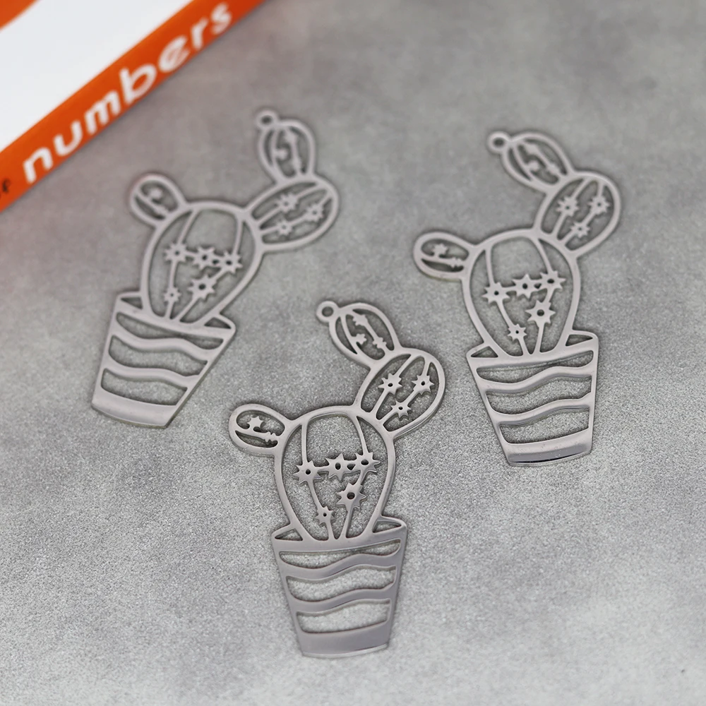 3pcs Stainless Steel Plant Charm Cactus Accessories Findings For Fashion Jewelry Making DIY Handmade Craft Gift image 2