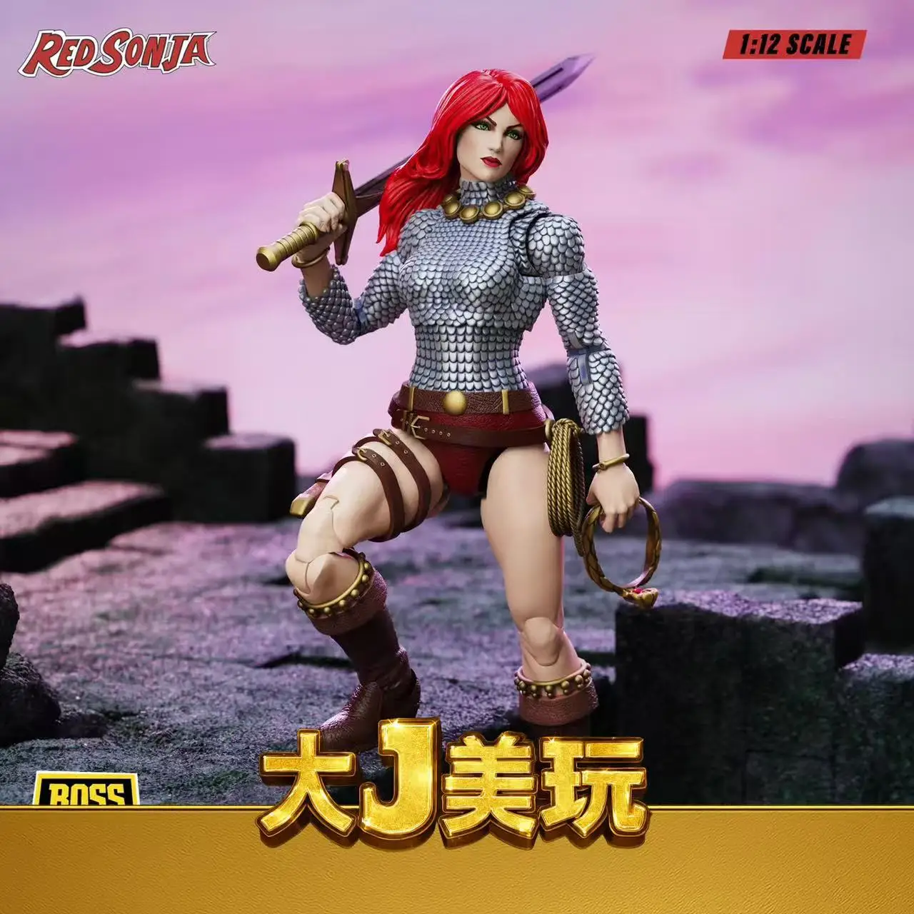 Boss Fight Studio Immortal Red Sonja 1/12 Scale Action Figure Epic H.A.C.K.S. Movable Fantasy Warrior Collectible Model Toy