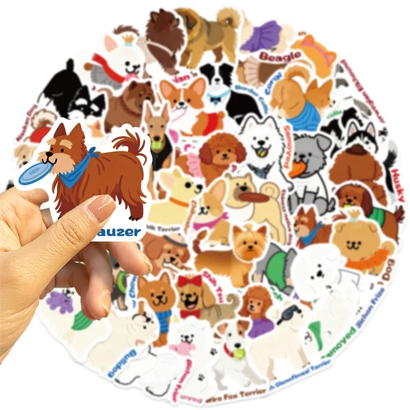 10/30/50PCS Cartoon Simple Colored Dog PVC Sticky Sticker Aesthetic DIY Decoration Scrapbooking Phone Hand Accounting Supplies