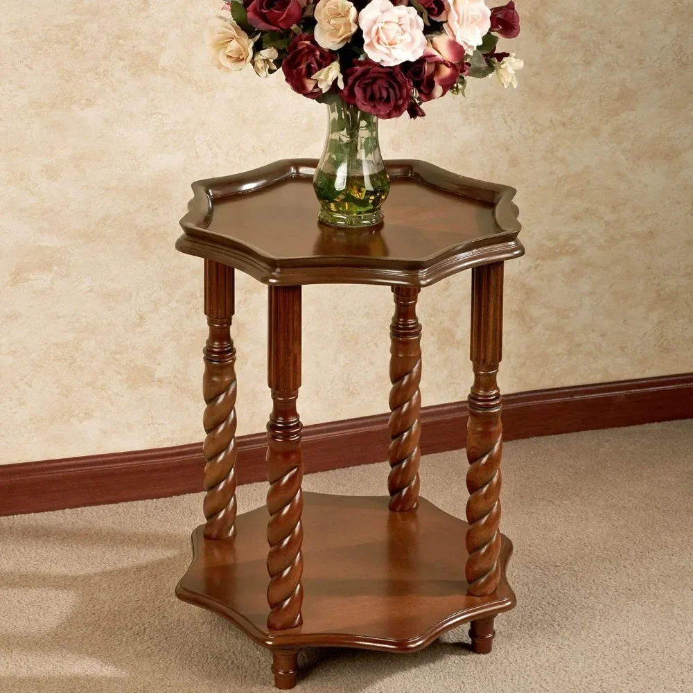 

Kaleigh Walnut Accent Table - Victorian Wooden Side Table for Bedroom, Living Room or Chairside Nightstand
