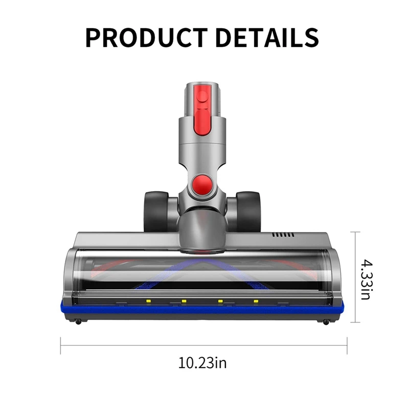 رأس فراغ بديل لدايسون V7 V8 V10 V11 V15 مرفق الأرضية الصلبة رأس الأرضية الكهربائية مع 4 أضواء LED