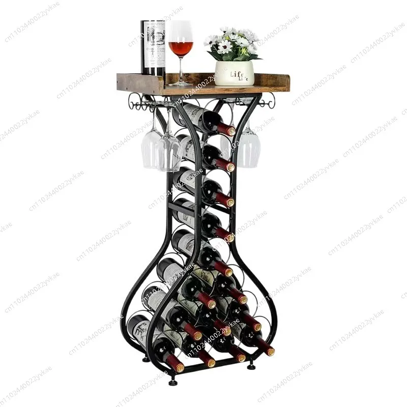 

Living room desktop wooden wine bar bracket storage independent floor wine rack