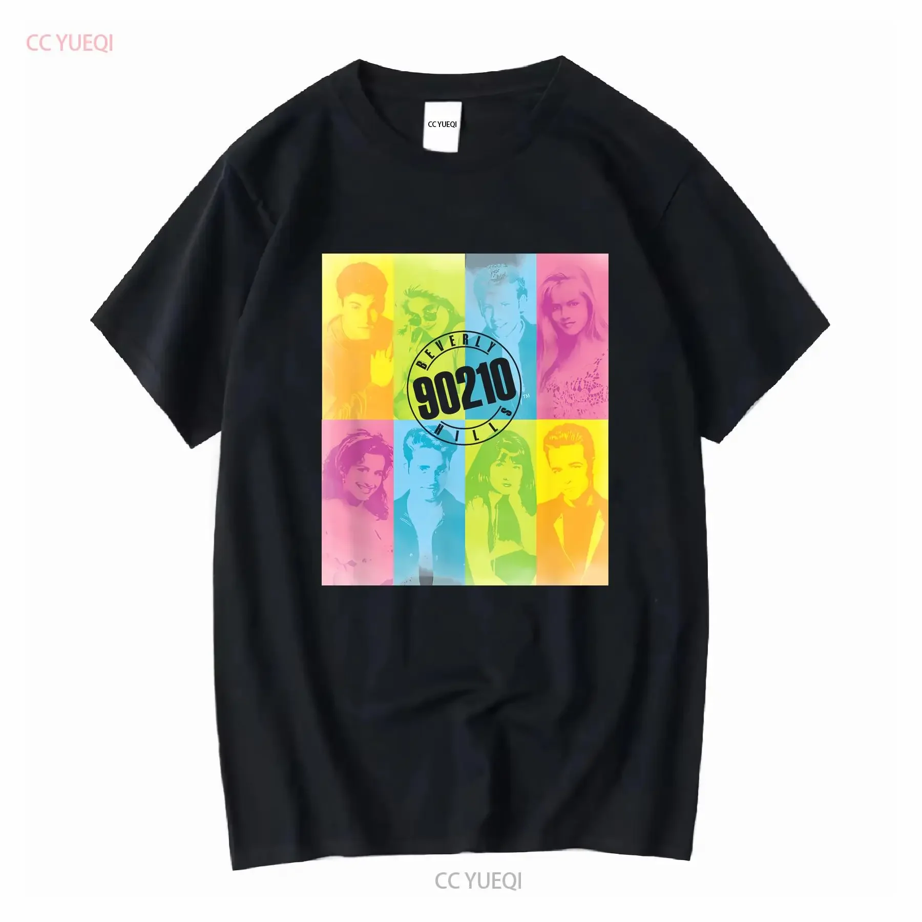 Beverly Hills 90210 Womens T Shirt Color Block Cast White long or short sleeves vintage Washed Stretched streetwear Breathable