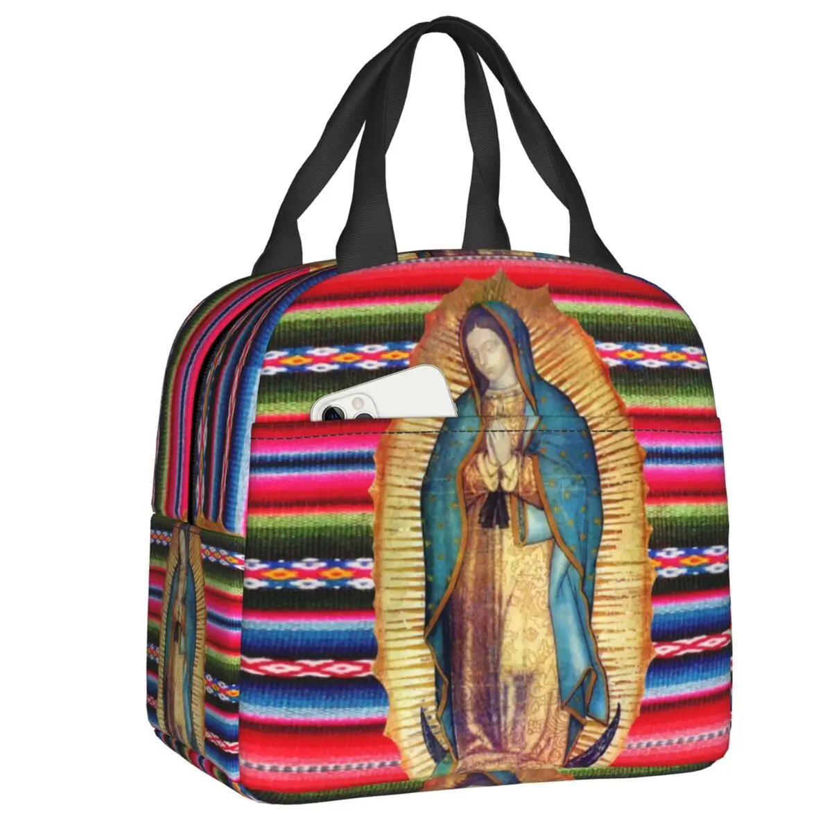 Lonchera Térmica Personalizada de la Virgen de Guadalupe, Virgen María, Zarape, Impermeable, Católica, Enfriador, Bento