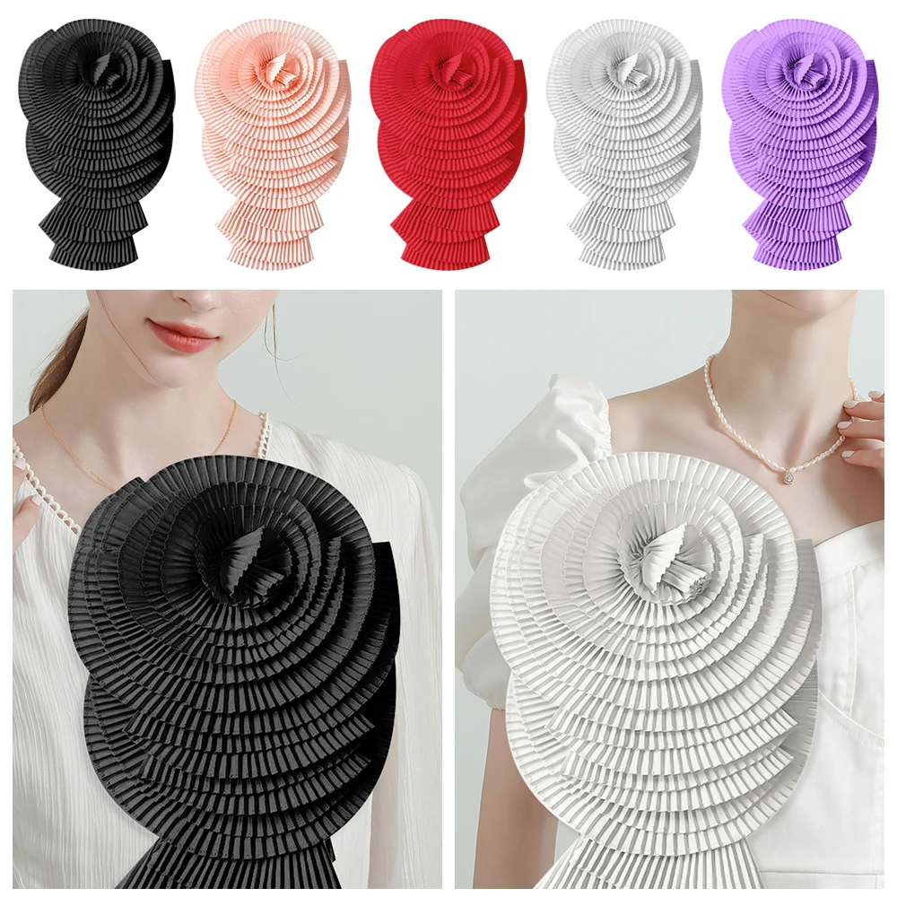 DIY Sew 3D Pleated Flower Handmade Cloth Fabric Chest Flower Exaggerated Clothing Dress Neck Decoration Sewing Applique