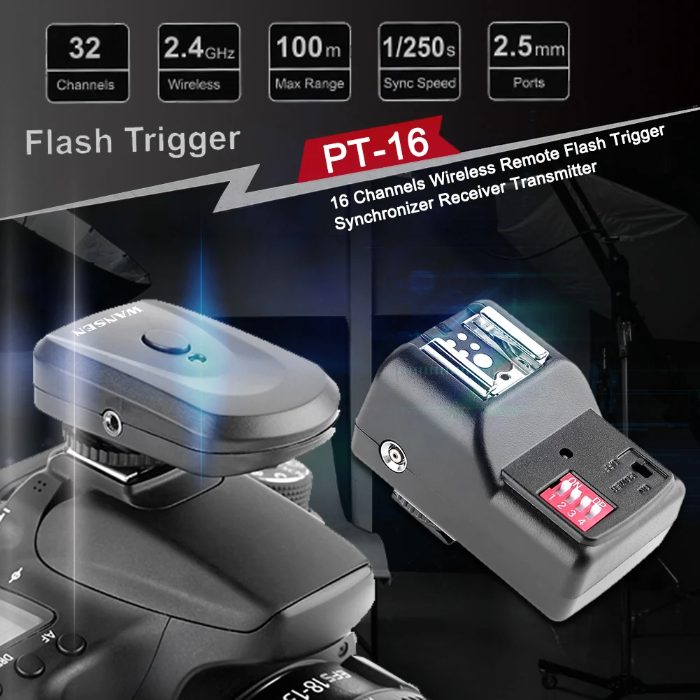 

Digital Camera Accessories 16 Channels Wireless Remote Flash Trigger Synchronizer Receiver Transmitter