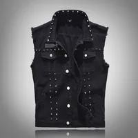 Chaleco Vaquero con Remaches para Hombre, Moda Primavera 2026, Estilo Punk, Ajustado, Sin Mangas, Tallas Grandes hasta 6XL