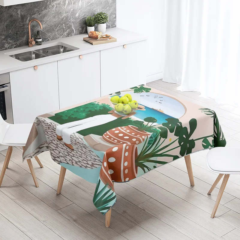 Morandi Grey Abstract Tablecloth Nordic Minimale Geometric Pattern Hall Restaurant Dual-use Student Dormitory Coffee Table Mat