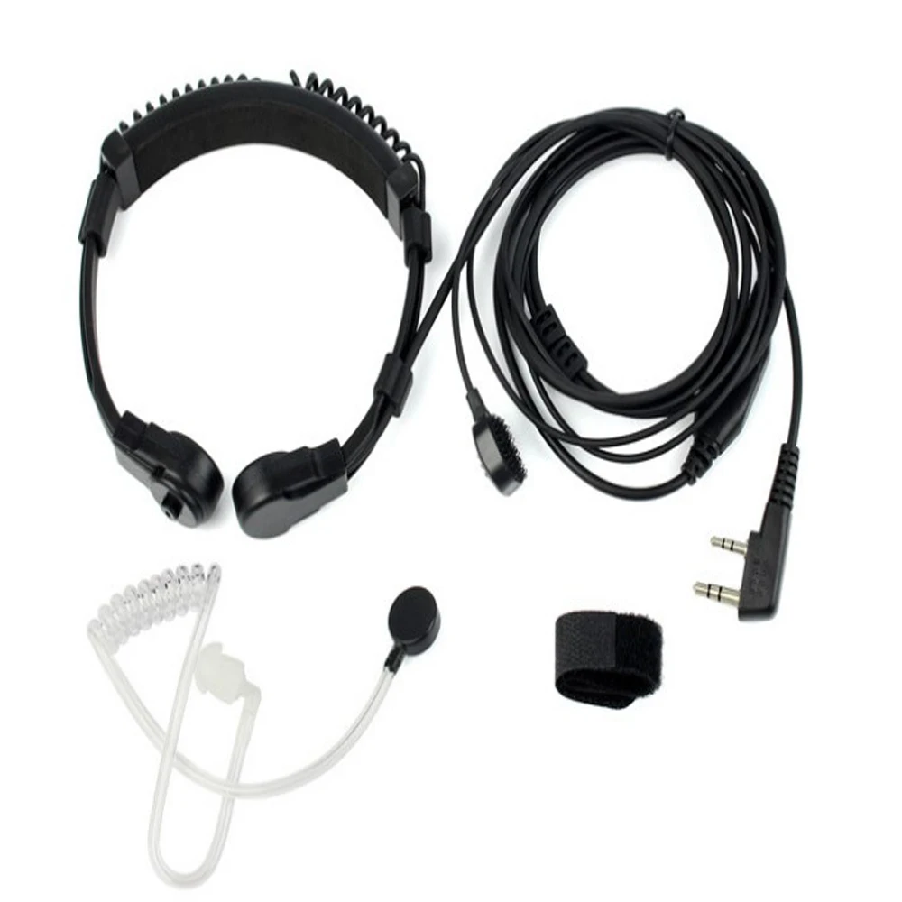 Micrófono de garganta de 2 pines para Radio Baofeng, PTT, tubo de aire, auriculares, UV3R + Plus, UV5RB, UV5RC, UV-B5, UV-B6, BF-888s