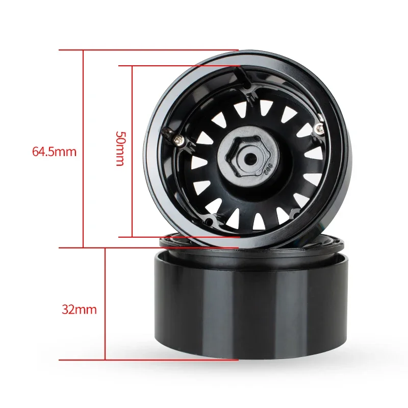 KYX Racing Universal Aluminum 2.2" Wheel Rims for 1/10 RC Crawler Car Axial SCX10 II III PRO Wraith Capra Traxxas TRX4 TRX6 D90